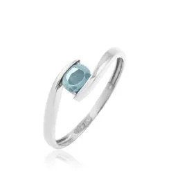 Histoire D'Or Bague Camilia Or Blanc Aigue Marine