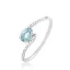 Histoire D'Or Bague Loriane Or Blanc Aigue Marine Et Oxyde De Zirconium
