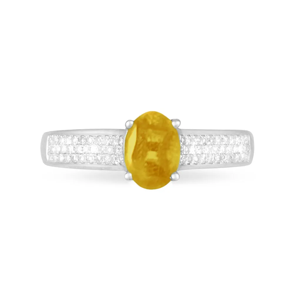 Histoire D'Or Bague Crista Or Blanc Citrine Et Diamant – Image 2
