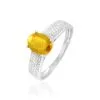 Histoire D'Or Bague Crista Or Blanc Citrine Et Diamant