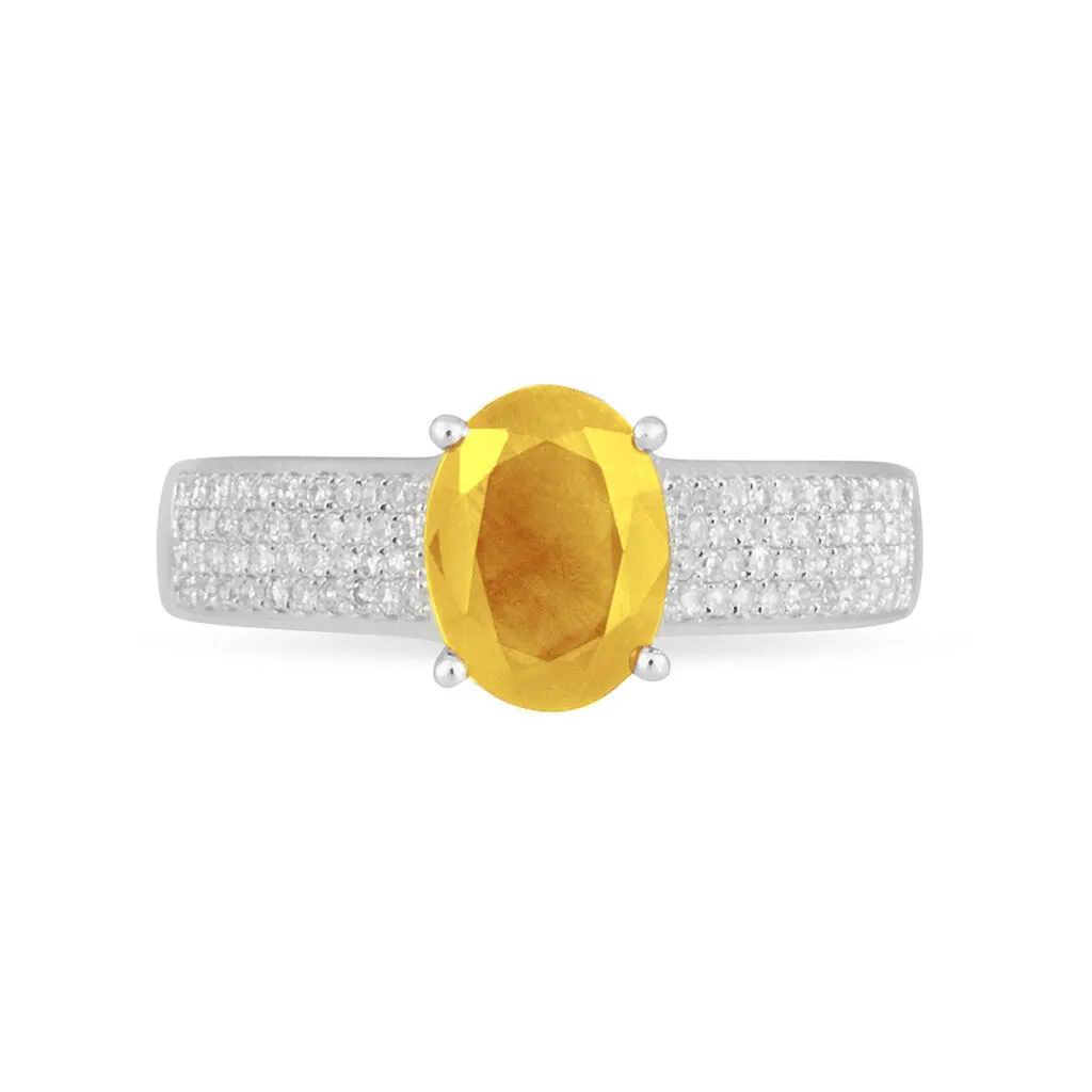 Histoire D'Or Bague Crista Or Blanc Citrine Et Diamant – Image 2