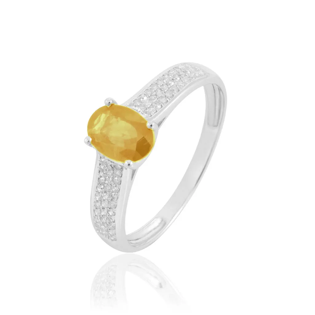 Histoire D'Or Bague Crista Or Blanc Citrine Et Diamant
