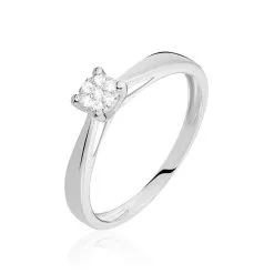 Histoire D'Or Bague Solitaire Grace Or Blanc Diamant