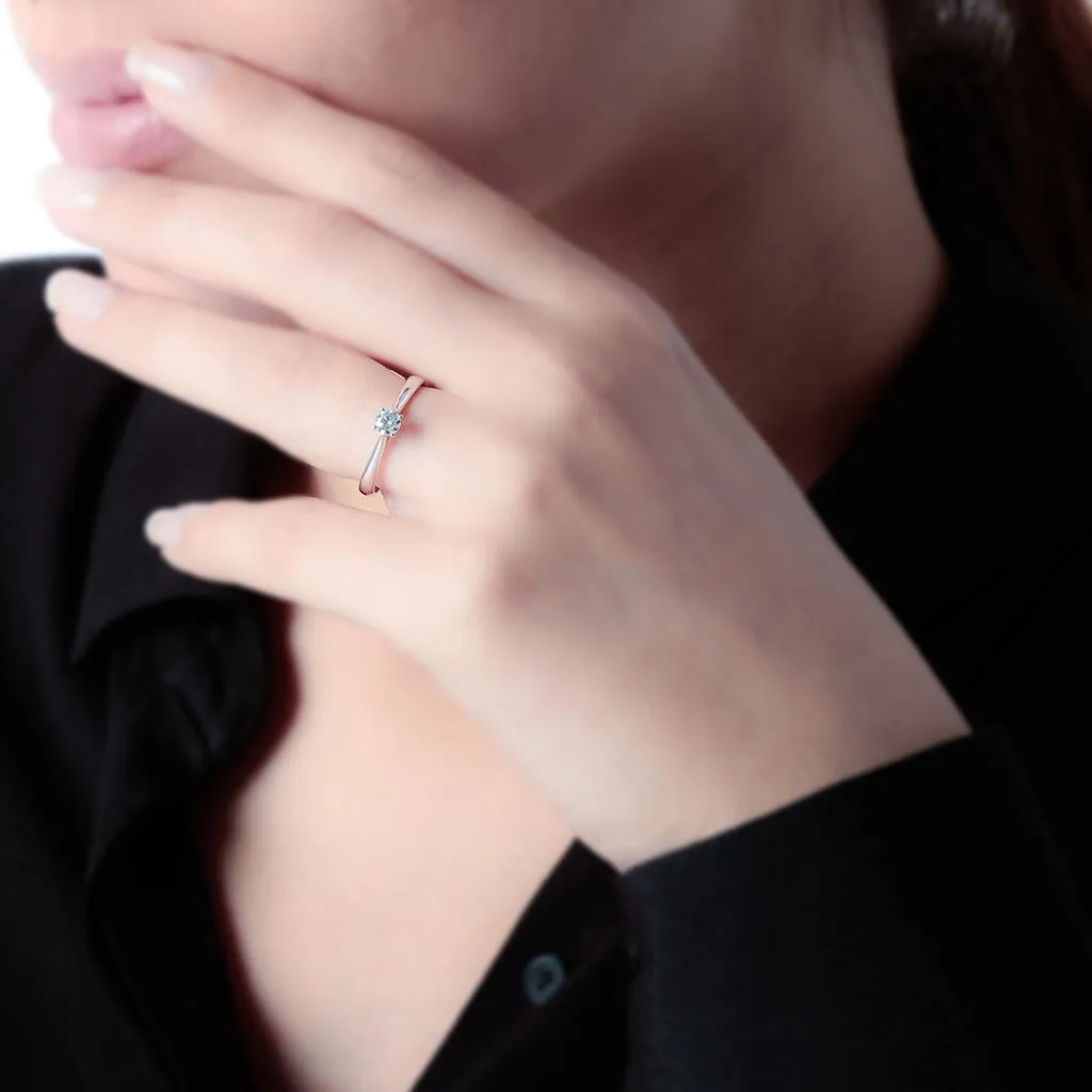 Histoire D'Or Bague Solitaire Victoria Or Blanc Diamant – Image 4