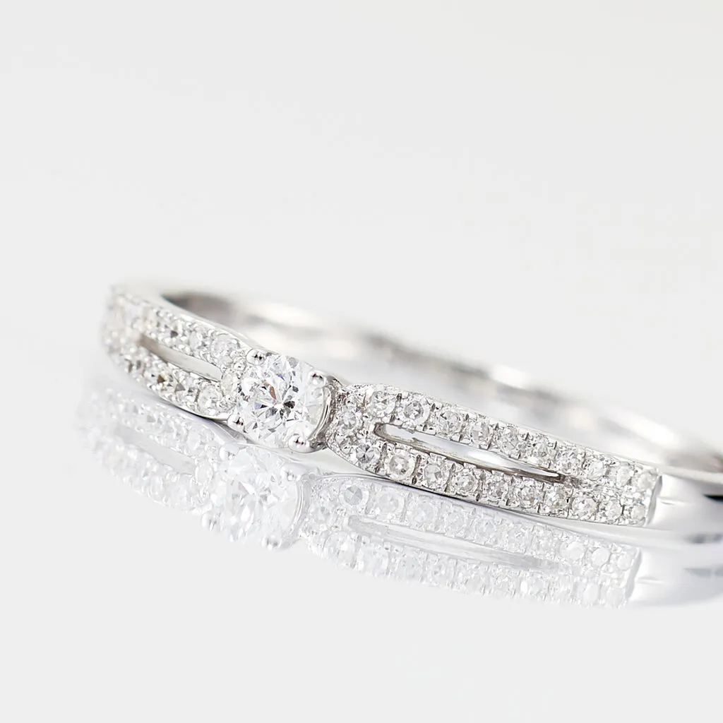 Histoire D'Or Bague Solitaire Katalina Or Blanc Diamant – Image 4