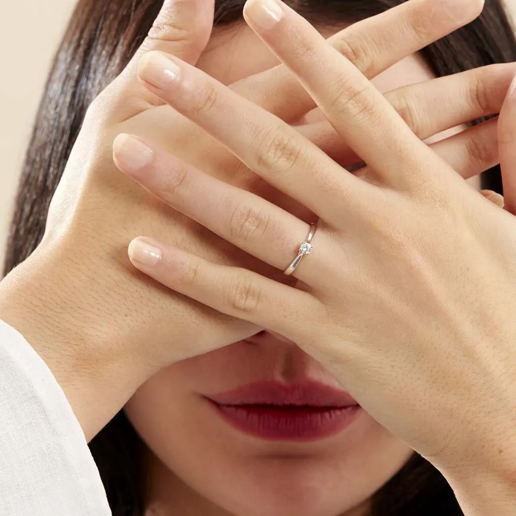 Histoire D'Or Bague Solitaire Victoria Or Blanc Diamant – Image 5