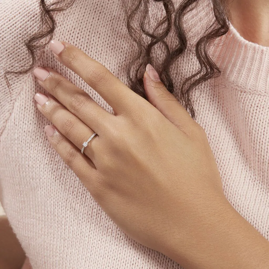 Histoire D'Or Bague Solitaire Laetitia Or Blanc Diamant – Image 6