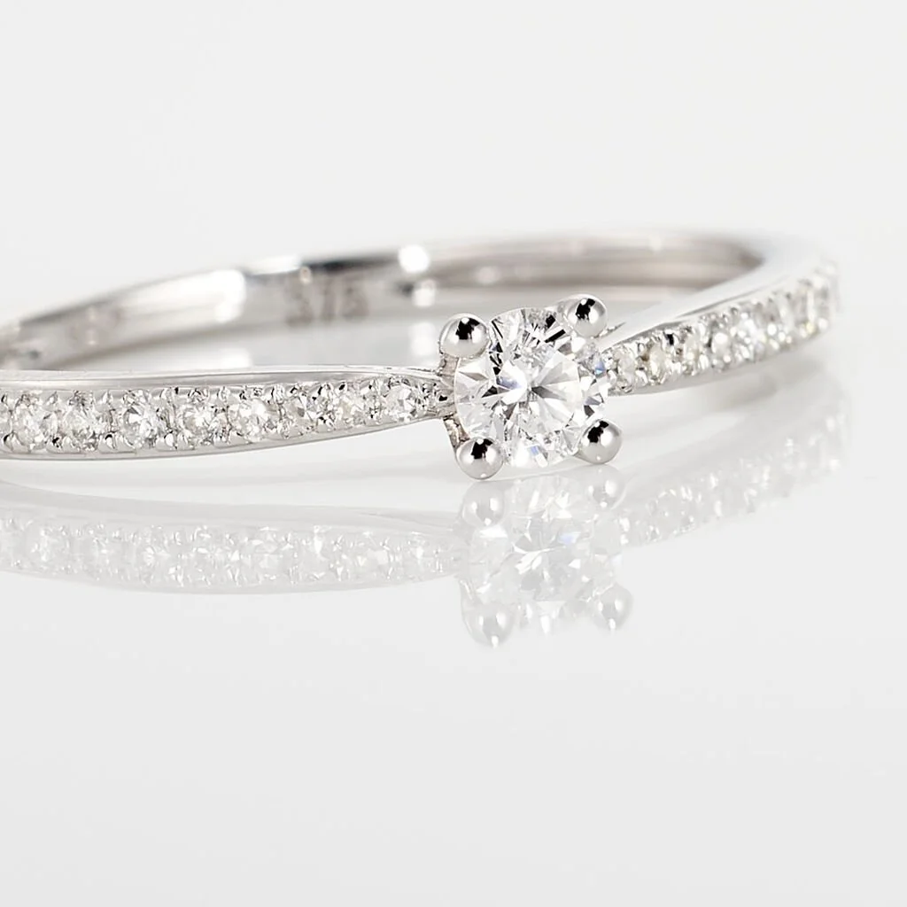 Histoire D'Or Bague Solitaire Laetitia Or Blanc Diamant – Image 4