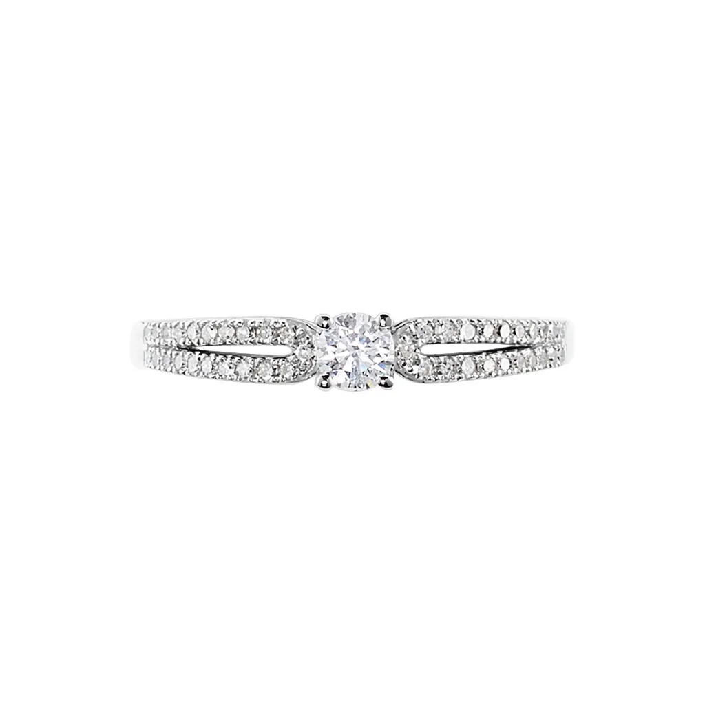 Histoire D'Or Bague Solitaire Katalina Or Blanc Diamant – Image 2