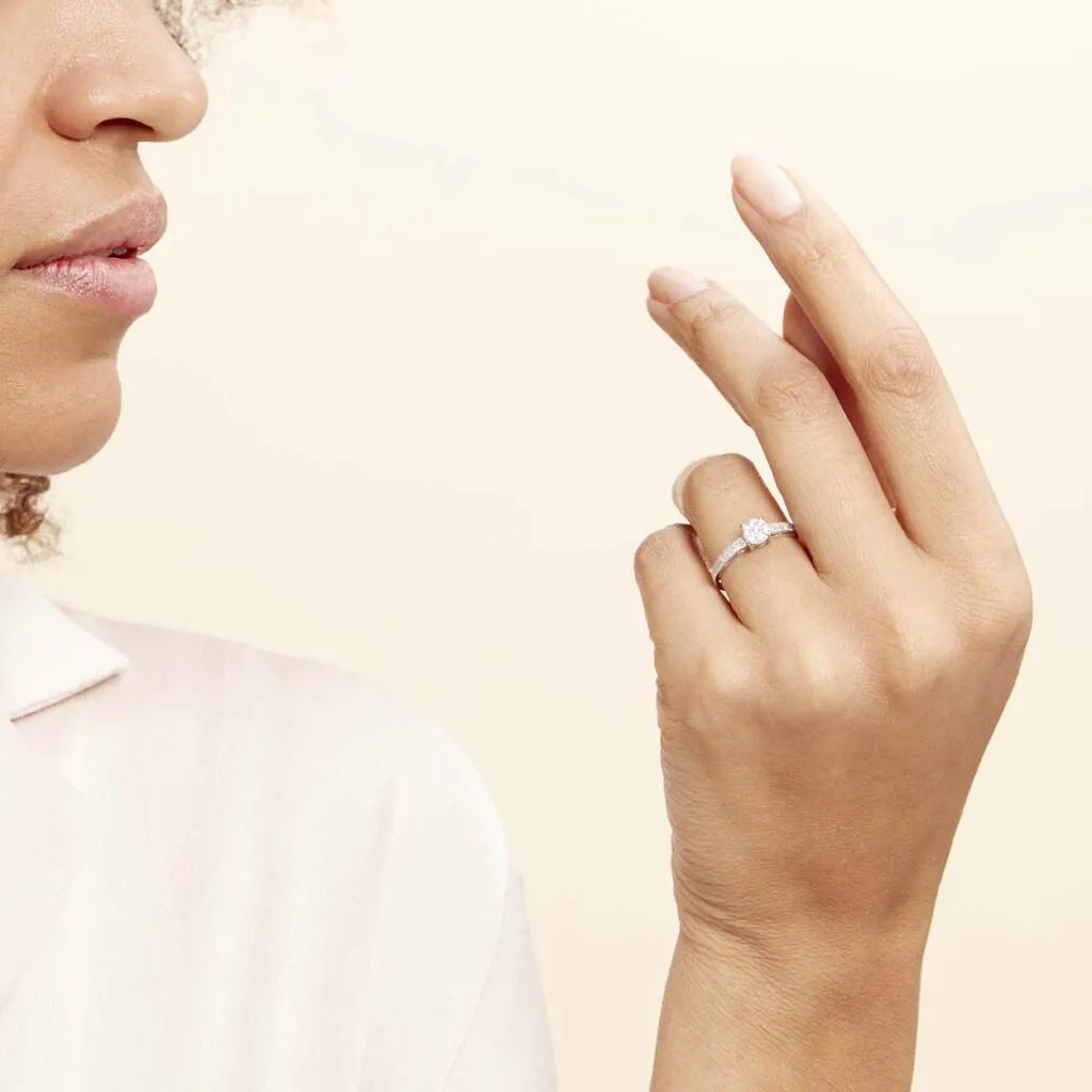 Histoire D'Or Bague Julia Or Blanc Diamant – Image 5