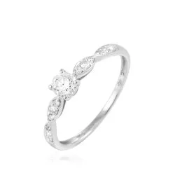 Histoire D'Or Bague Solitaire Etoile Or Blanc Diamant