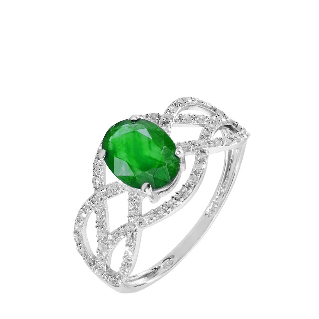 Histoire D'Or Bague Tina Or Blanc Emeraude Et Diamant