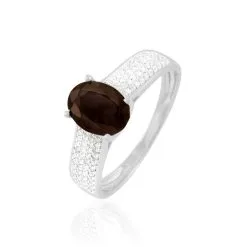 Histoire D'Or Bague Crista Or Blanc Quartz Et Diamant