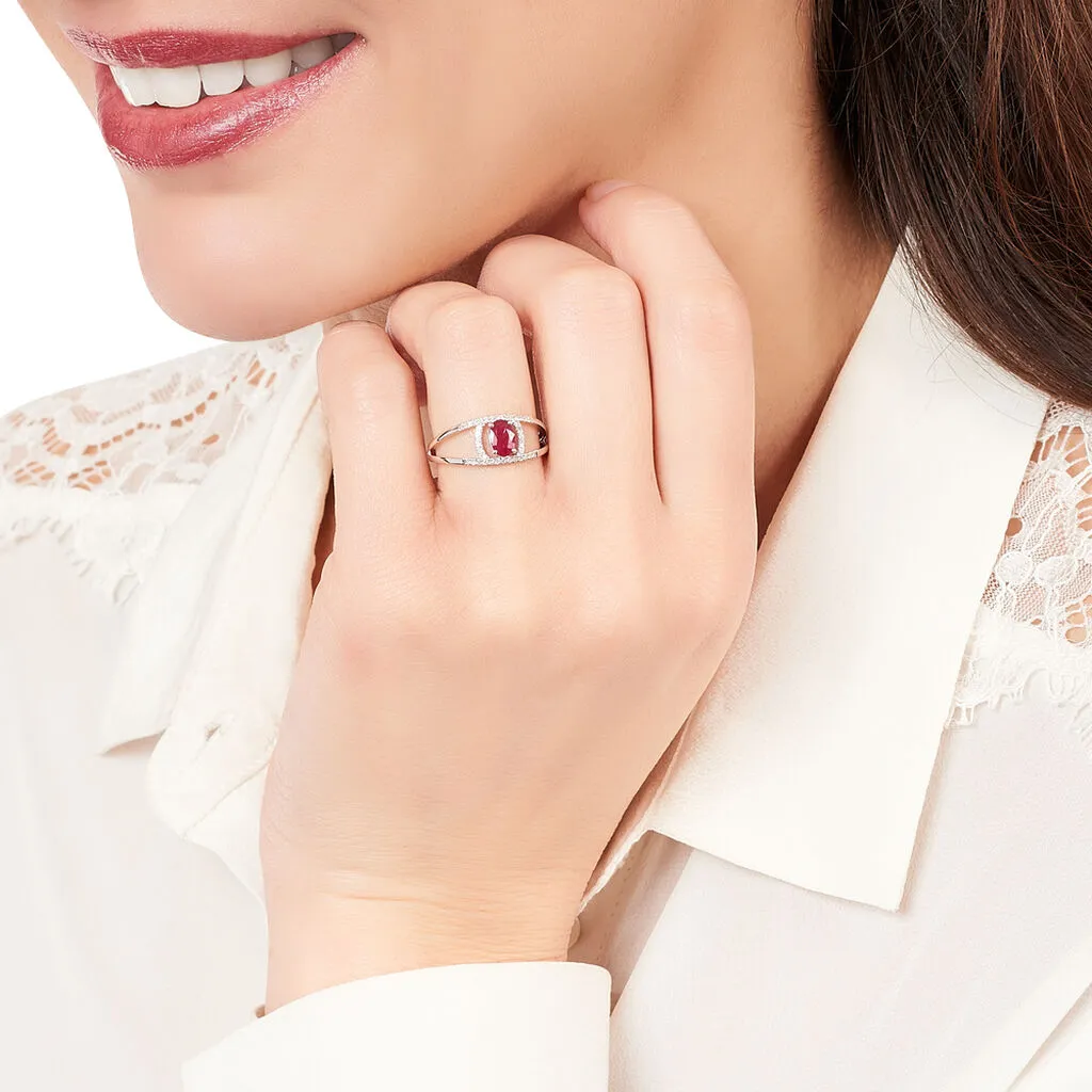 Histoire D'Or Bague Or Blanc Rubis Et Diamant – Image 4