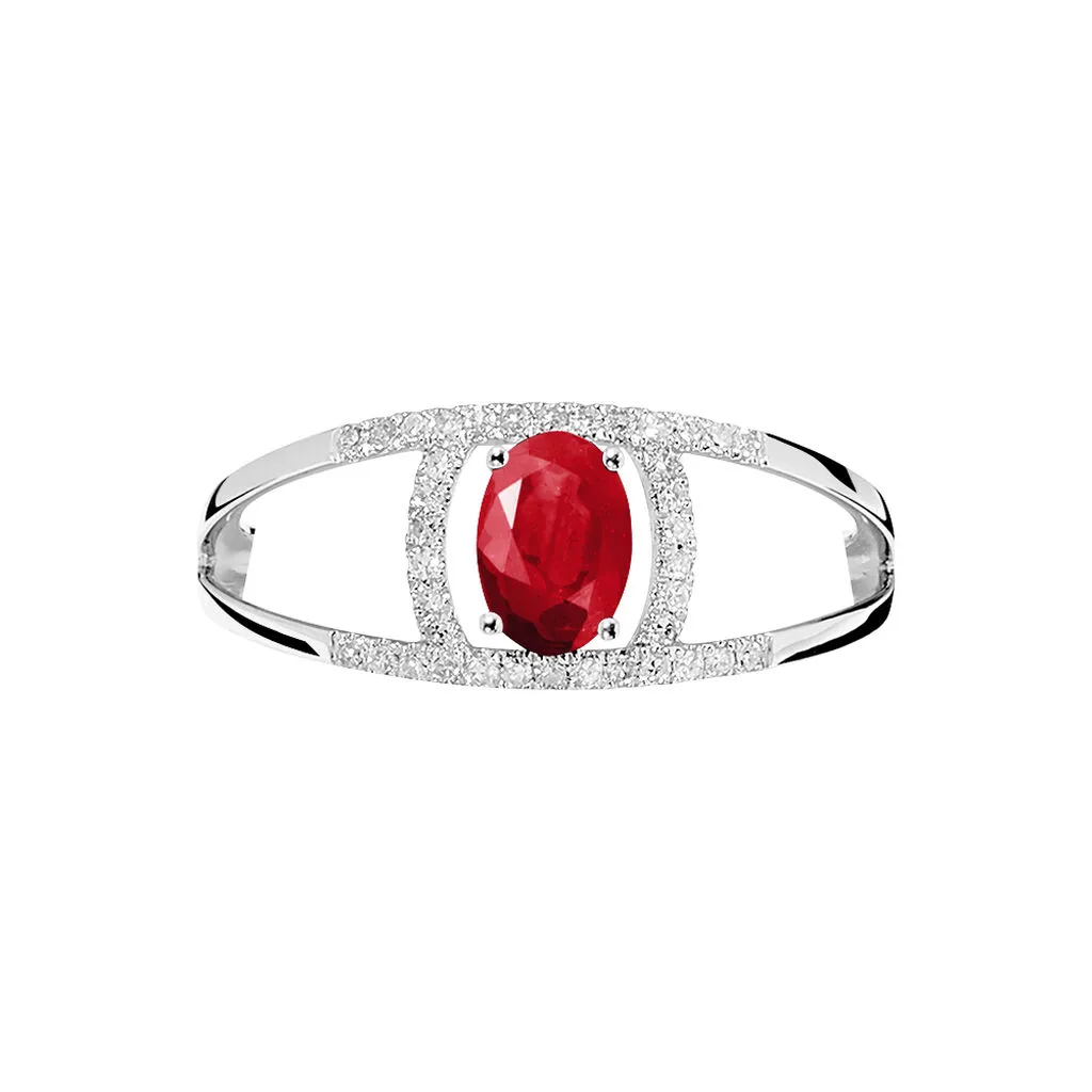Histoire D'Or Bague Or Blanc Rubis Et Diamant – Image 2