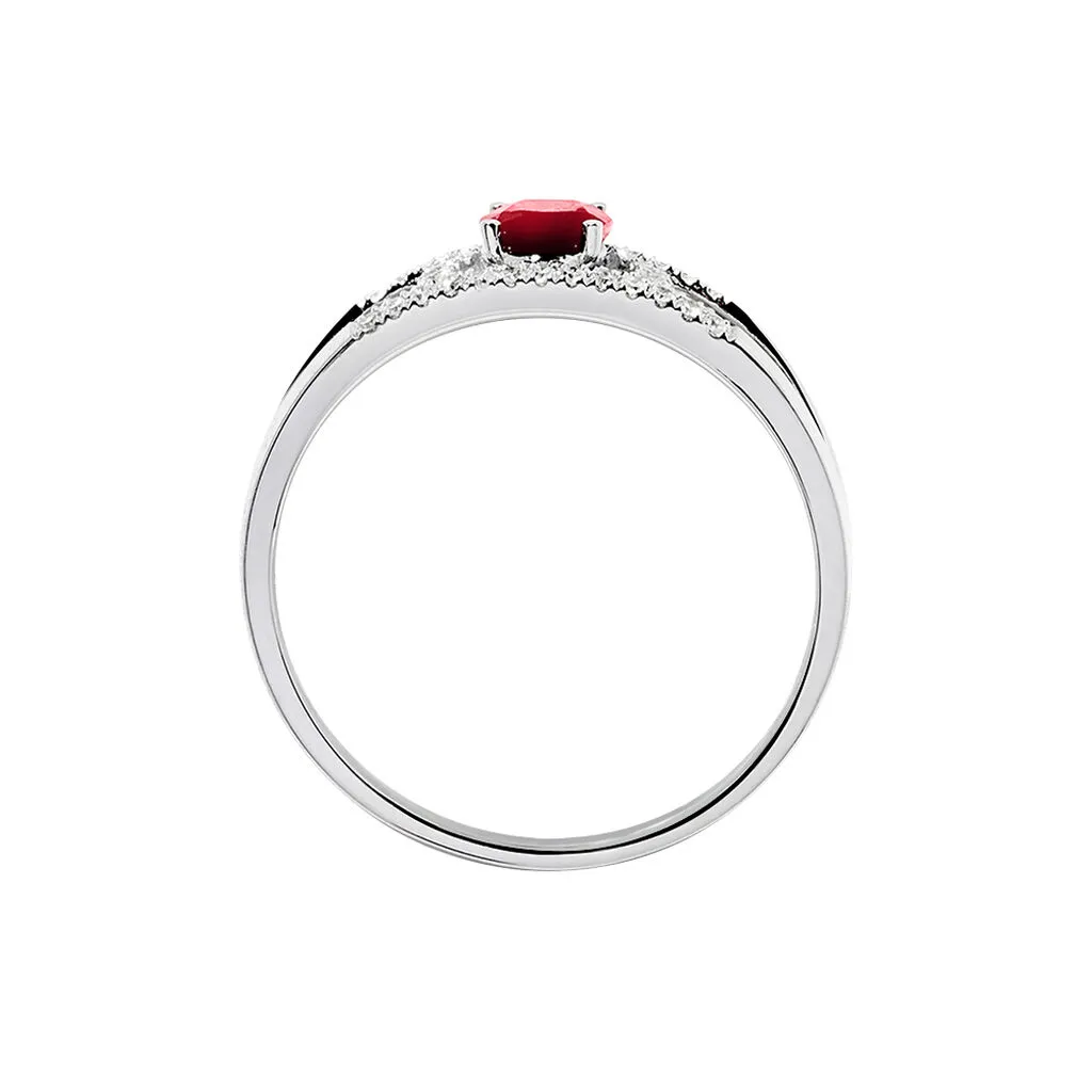 Histoire D'Or Bague Or Blanc Rubis Et Diamant – Image 3