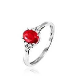 Histoire D'Or Bague Lea Or Blanc Rubis Et Diamant