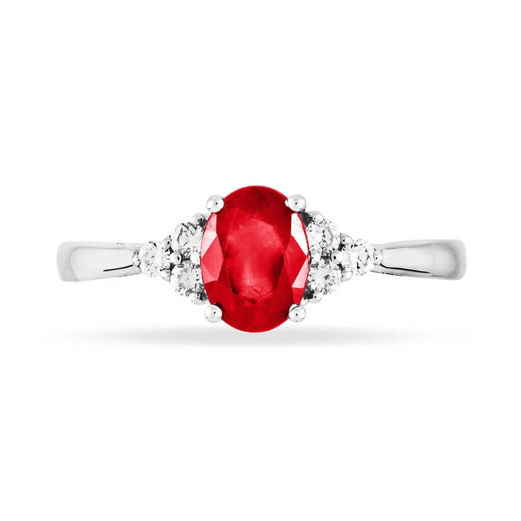 Histoire D'Or Bague Lea Or Blanc Rubis Et Diamant – Image 2