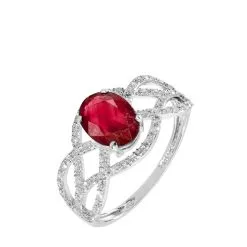 Histoire D'Or Bague Tina Or Blanc Rubis Et Diamant