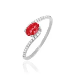 Histoire D'Or Bague Loriane Or Blanc Rubis Et Diamant