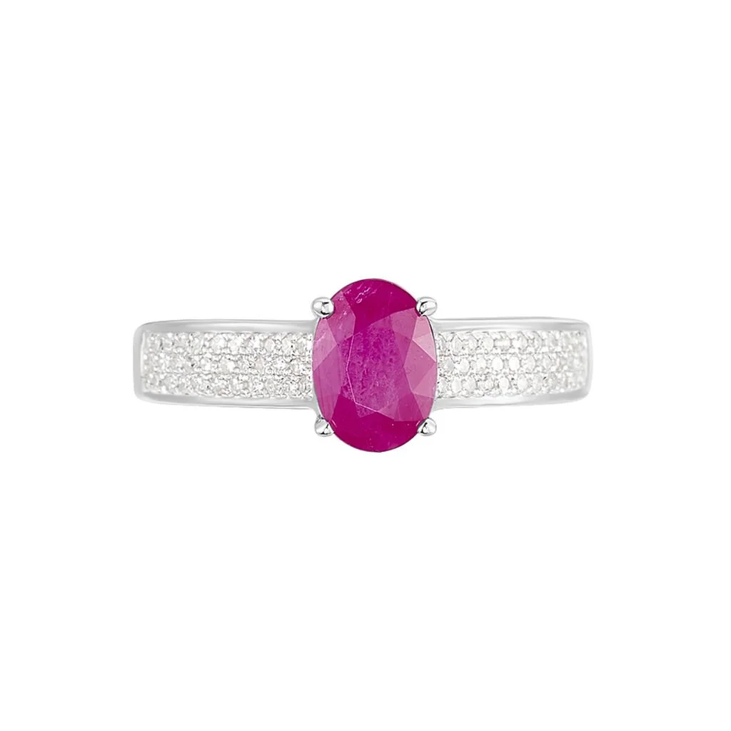 Histoire D'Or Bague Crista Or Blanc Rubis Et Diamant – Image 2