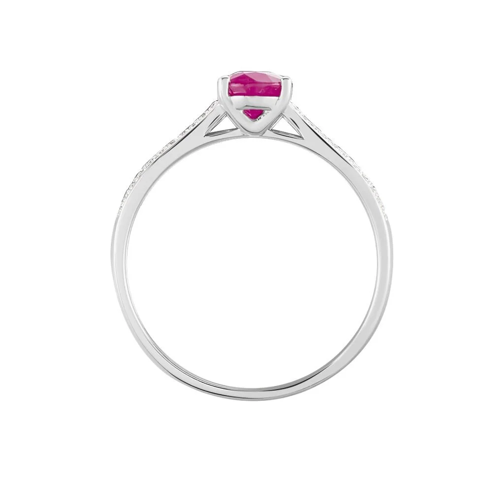 Histoire D'Or Bague Crista Or Blanc Rubis Et Diamant – Image 3