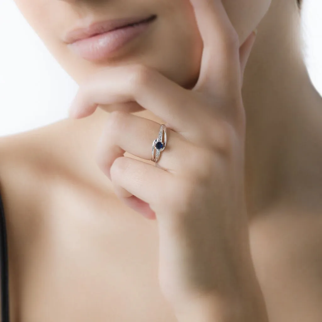 Histoire D'Or Bague Tanissia Or Blanc Saphir Et Diamant – Image 5