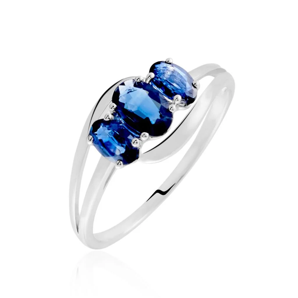 Histoire D'Or Bague Or Blanc Jaire Saphir