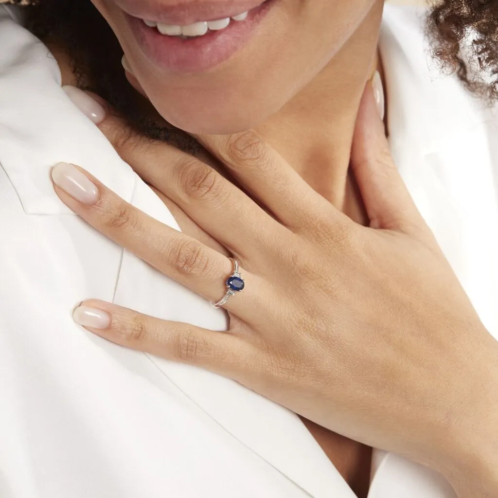 Histoire D'Or Bague Solitaire Briony Or Blanc Saphir Et Diamant – Image 4