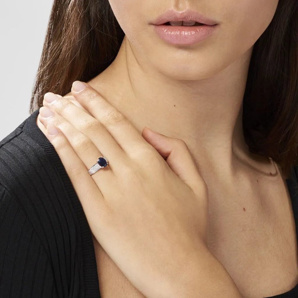 Histoire D'Or Bague Crista Or Blanc Saphir Et Diamant – Image 5