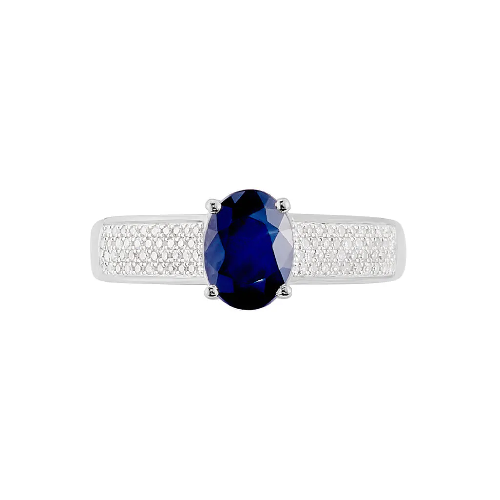 Histoire D'Or Bague Crista Or Blanc Saphir Et Diamant – Image 2