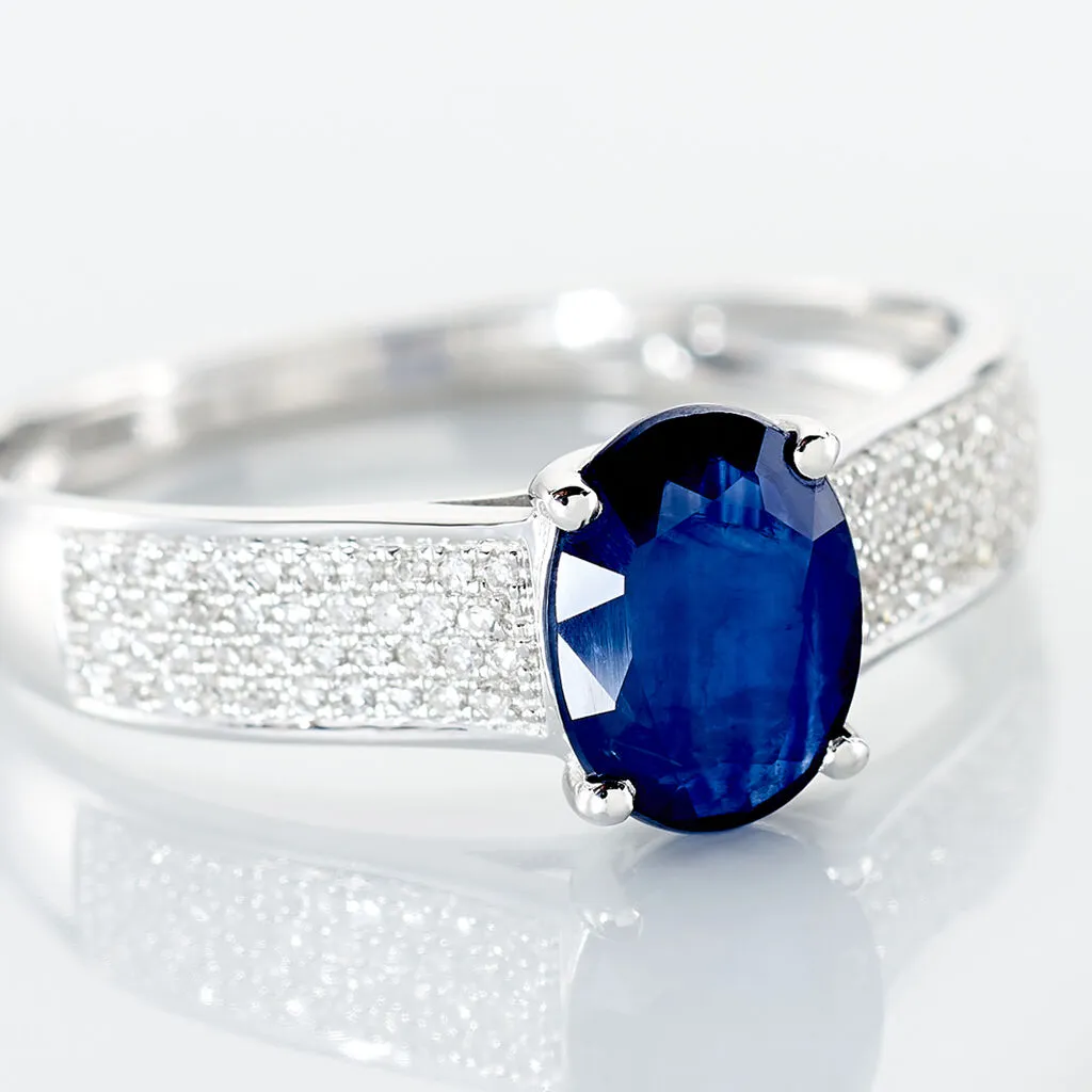 Histoire D'Or Bague Crista Or Blanc Saphir Et Diamant – Image 4