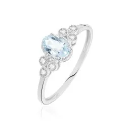 Histoire D'Or Bague Cyprille Or Blanc Topaze Et Oxyde De Zirconium