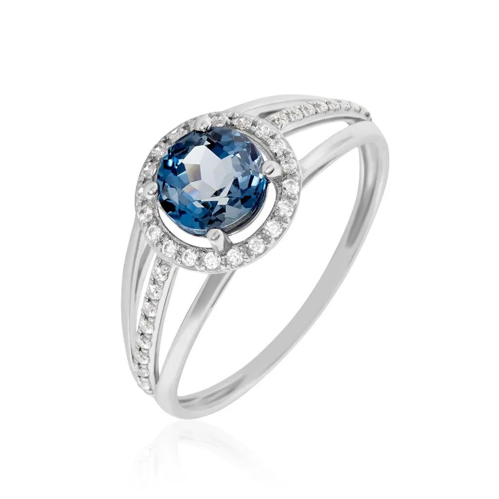 Histoire D'Or Bague Or Blanc Maeva Topaze Oxydes De Zirconium