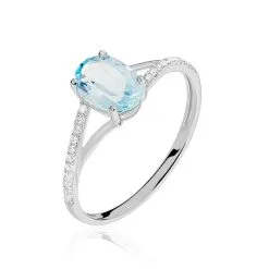 Histoire D'Or Bague Melyahae Or Blanc Topaze Et Diamant