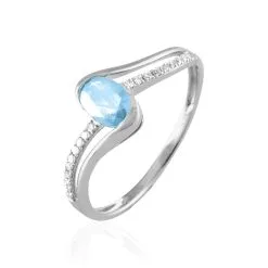 Histoire D'Or Bague Anja Or Blanc Topaze Et Diamant