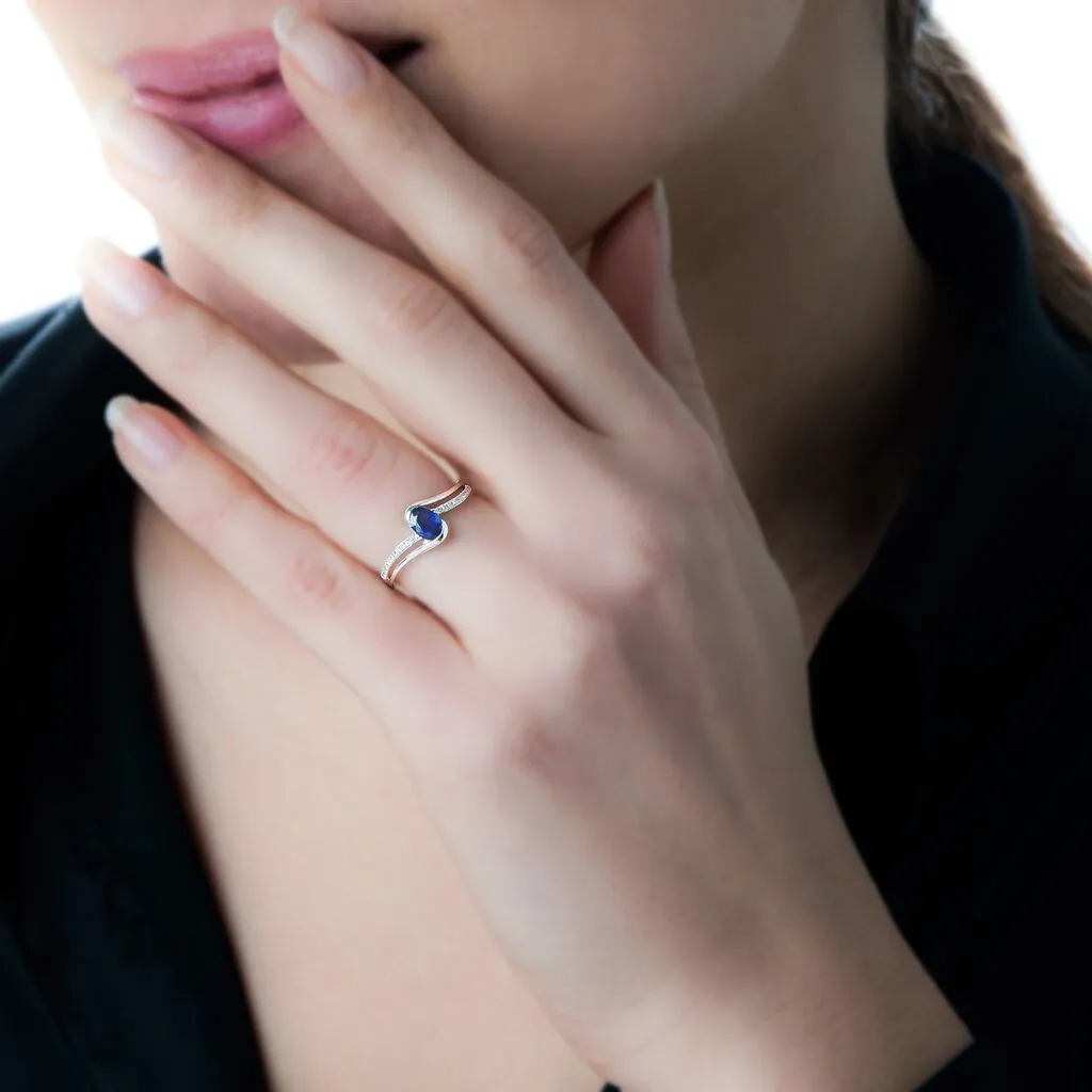 Histoire D'Or Bague Anja Or Blanc Topaze Et Diamant – Image 3