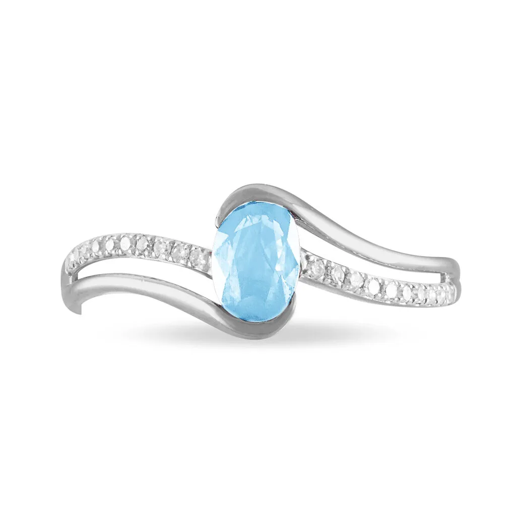 Histoire D'Or Bague Anja Or Blanc Topaze Et Diamant – Image 2