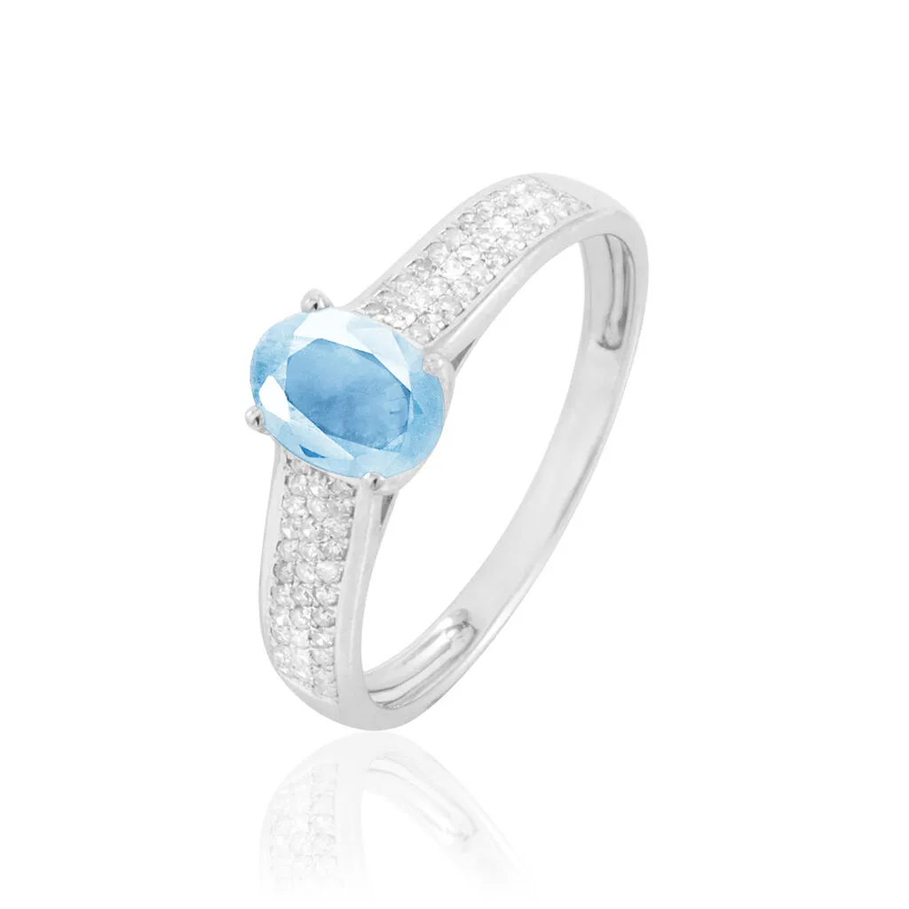 Histoire D'Or Bague Crista Or Blanc Topaze Et Diamant