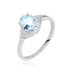 Histoire D'Or Bague Andreani Or Blanc Topaze Et Oxyde De Zirconium