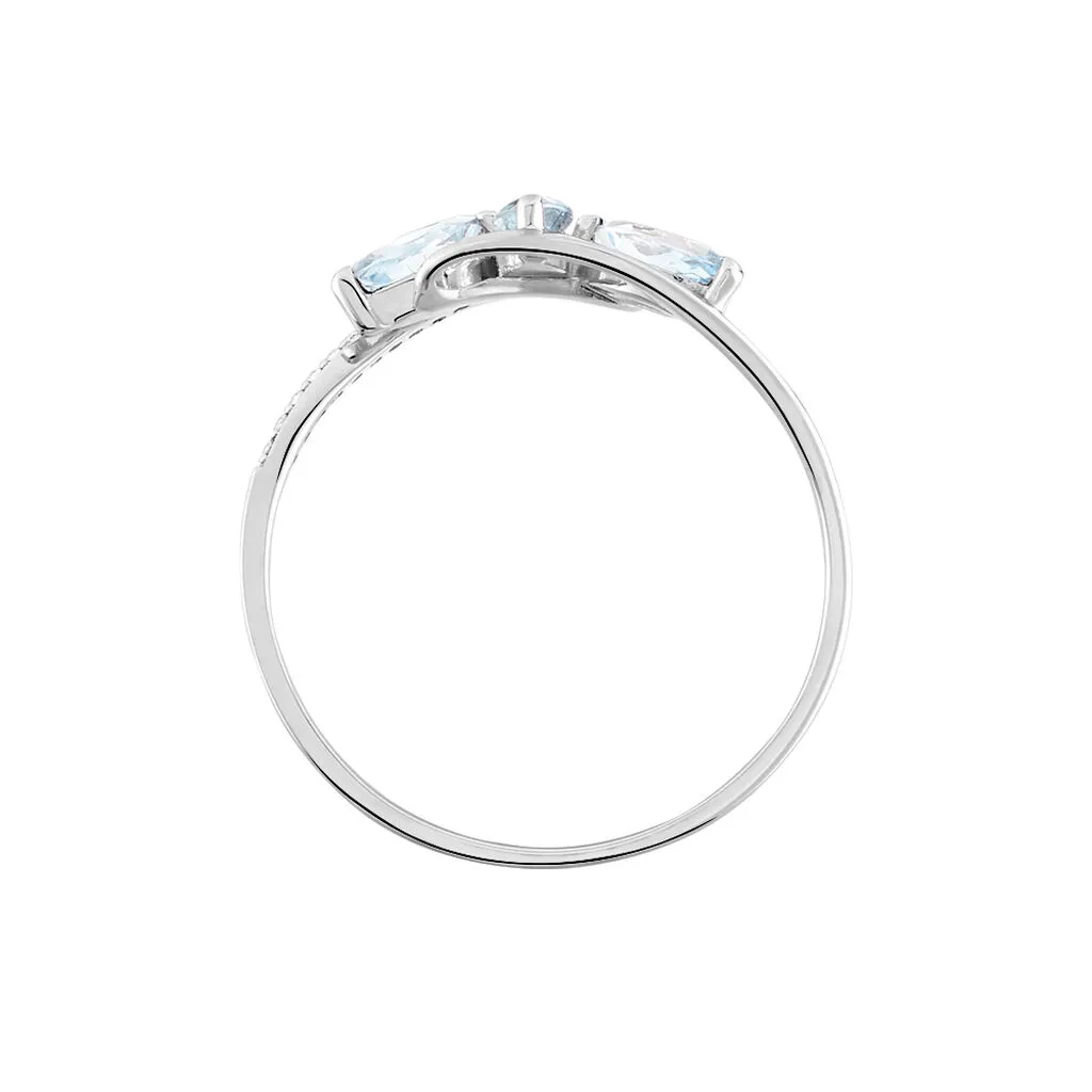 Histoire D'Or Bague Petale Or Blanc Topaze Et Oxyde De Zirconium – Image 3