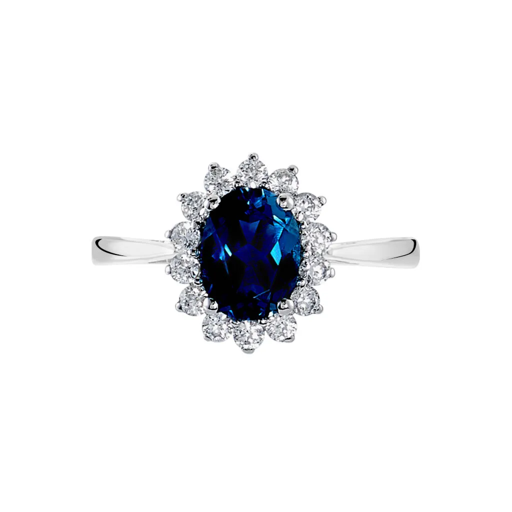 Histoire D'Or Bague Or Blanc Quintilla Topaze London Blue Et Oxydes – Image 2