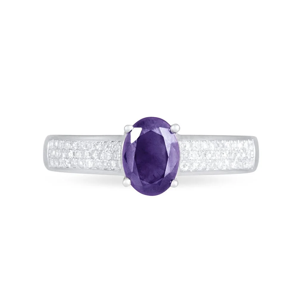 Histoire D'Or Bague Crista Or Blanc Amethyste Et Diamant – Image 2