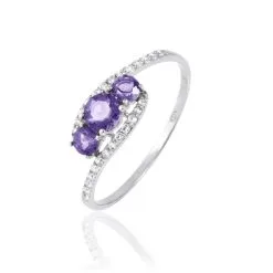 Histoire D'Or Bague Chloe Or Blanc Amethyste Et Oxyde De Zirconium