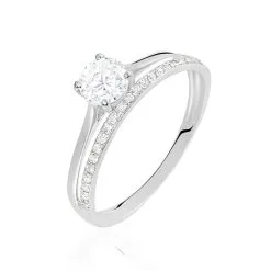 Histoire D'Or Bague Solitaire Anatoline Or Blanc Oxyde De Zirconium