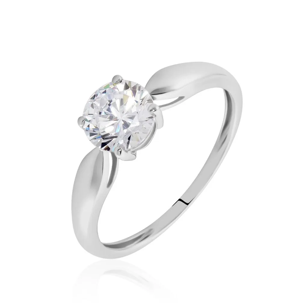 Histoire D'Or Bague Solitaire Or Blanc Caharus Oxyde De Zirconium