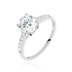 Histoire D'Or Bague Solitaire Terese Or Blanc Oxyde De Zirconium