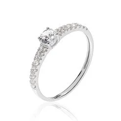 Histoire D'Or Bague Solitaire Francoise-marie Or Blanc Oxyde De Zirconium