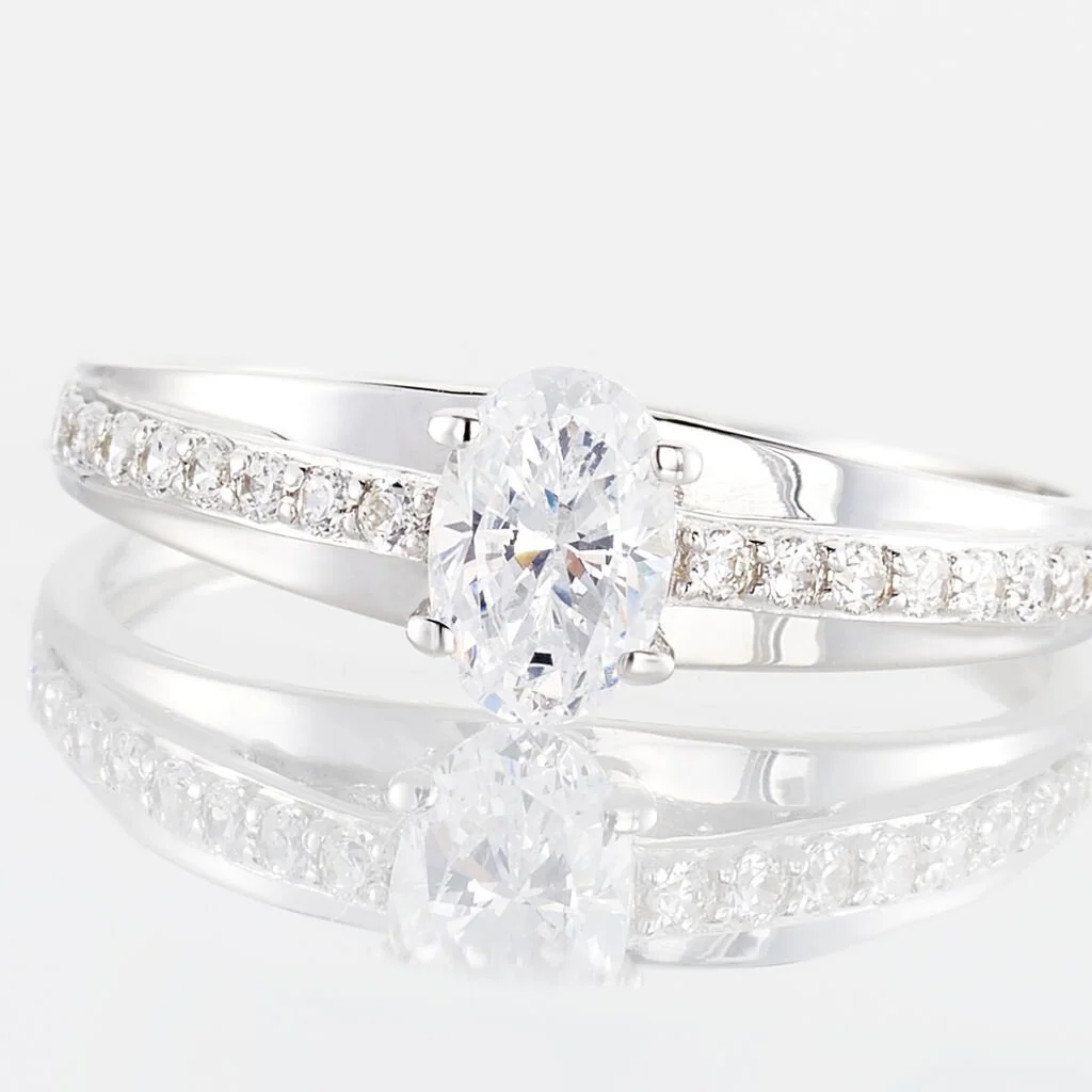 Histoire D'Or Bague Solitaire Tahyss Or Blanc Oxyde De Zirconium – Image 4