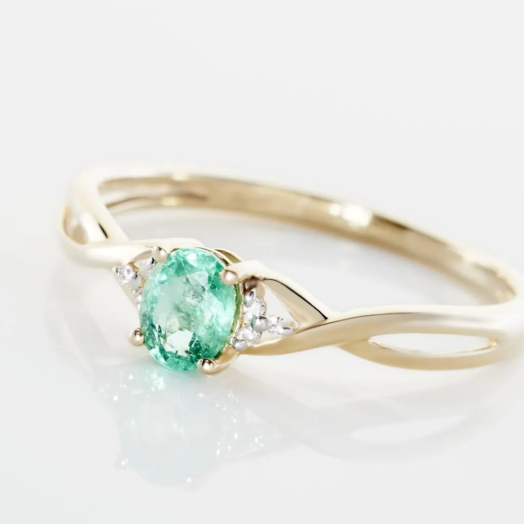 Histoire D'Or Bague Or Jaune Cassie Emeraude Et Diamant – Image 4